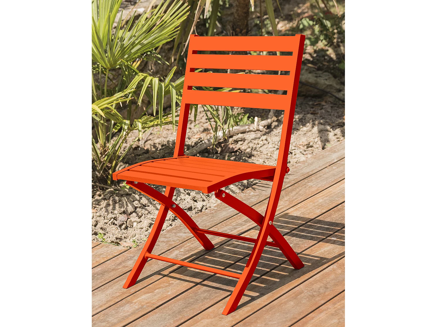 Ensemble repas de jardin 4 places en aluminium orange