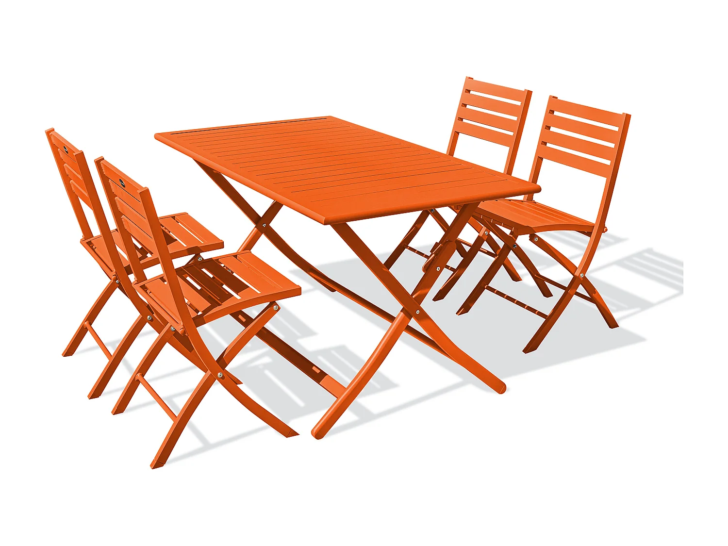 Ensemble repas de jardin 4 places en aluminium orange