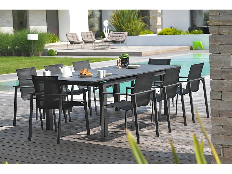 Ensemble repas de jardin 8 places en aluminium
