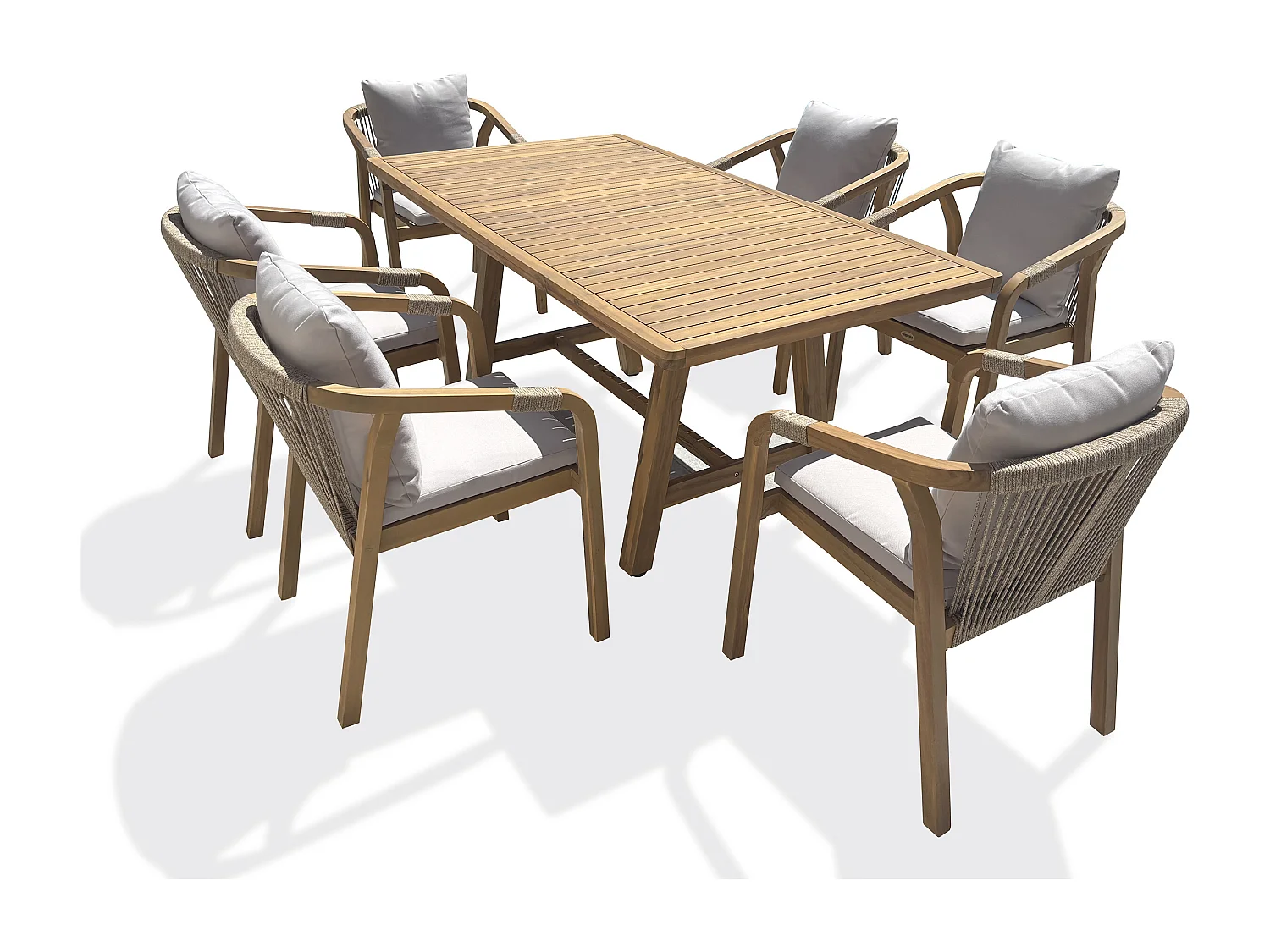 Ensemble repas de jardin 6 places en bois d'acacia