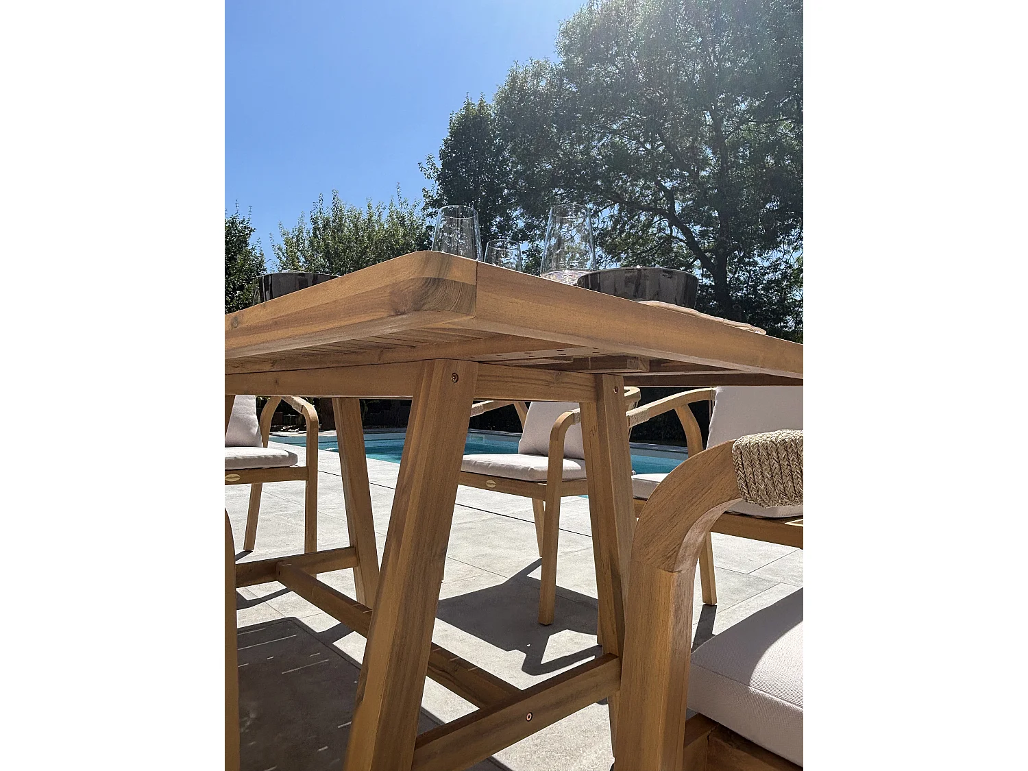 Ensemble repas de jardin 6 places en bois d'acacia