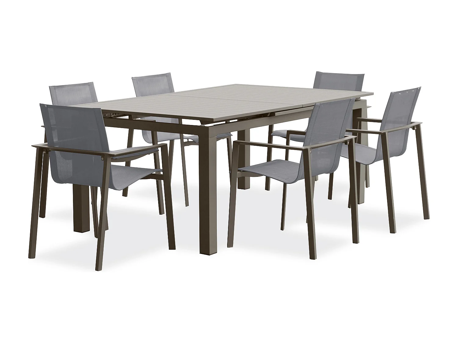 Conjunto de jantar de jardim em alumínio para 6 pessoas