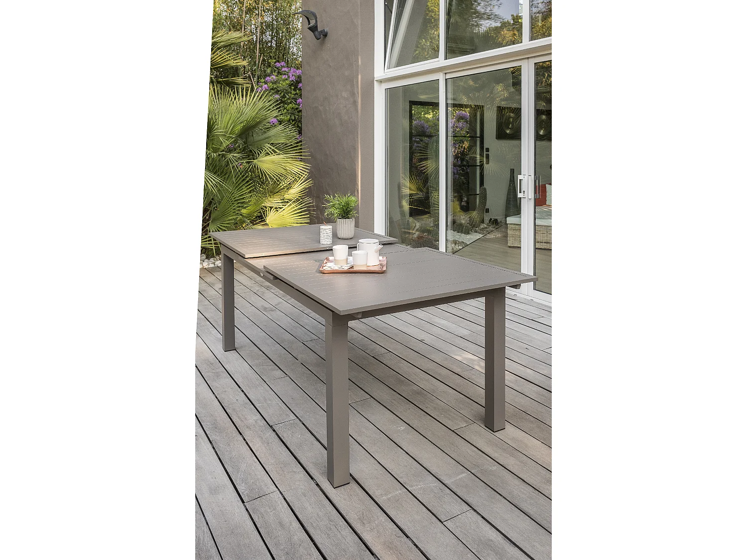 Conjunto de jantar de jardim em alumínio para 6 pessoas