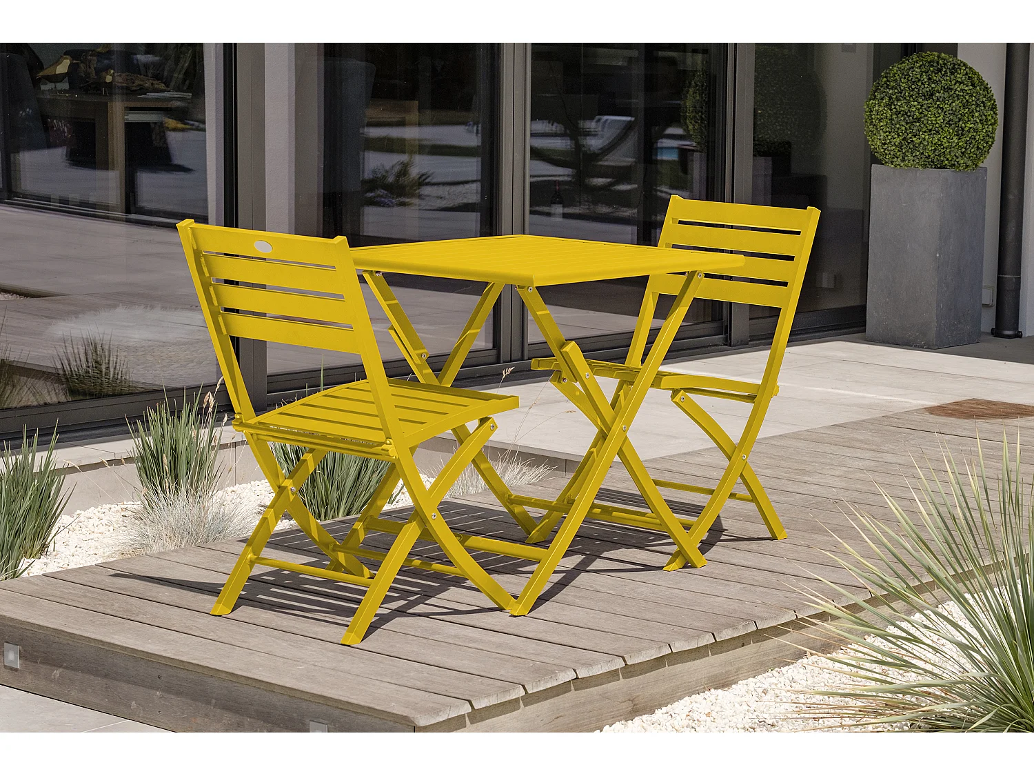 Ensemble repas de jardin carré 2 places en aluminium - MARIUS