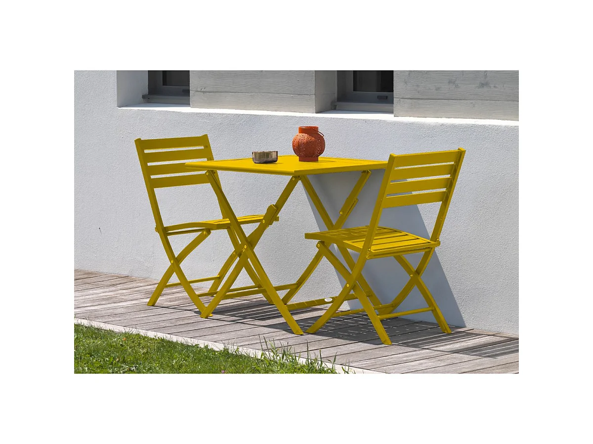 Ensemble repas de jardin carré 2 places en aluminium - MARIUS