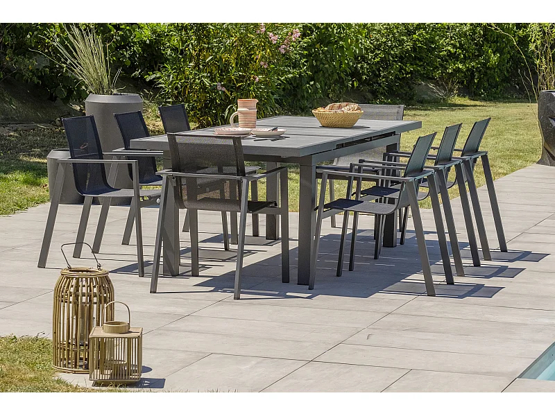 Ensemble repas de jardin 8 places en aluminium