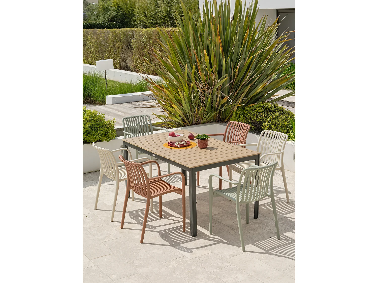 Conjunto de comedor de jardín 6 plazas de aluminio