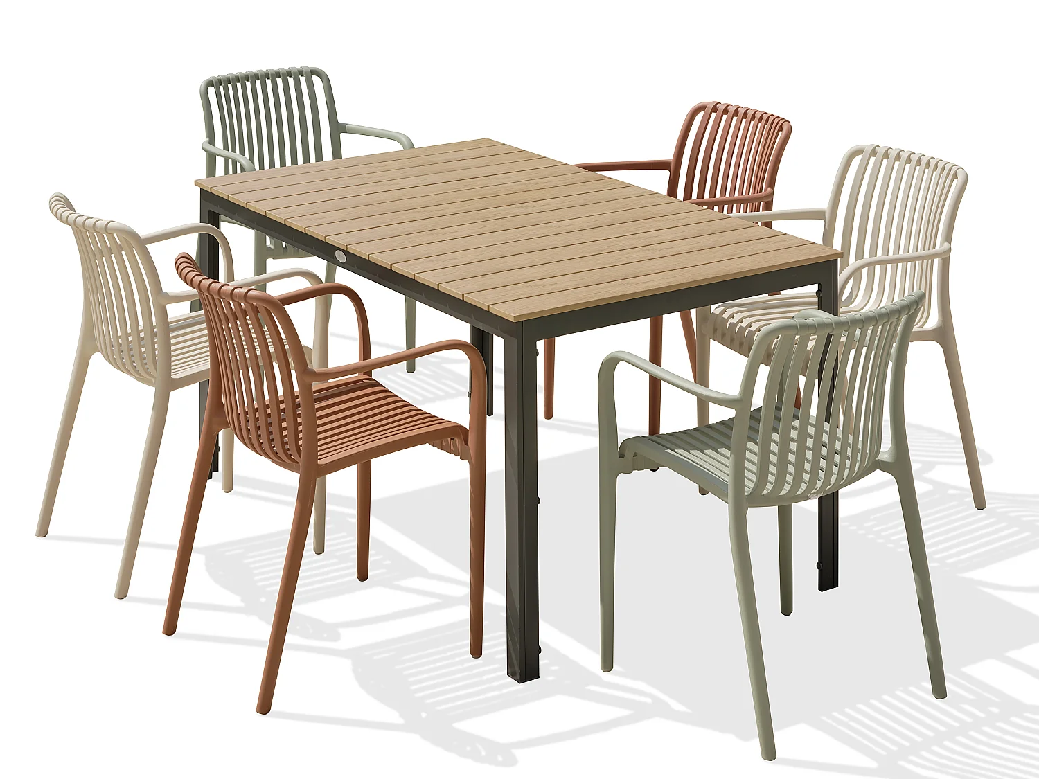 Conjunto de comedor de jardín 6 plazas de aluminio