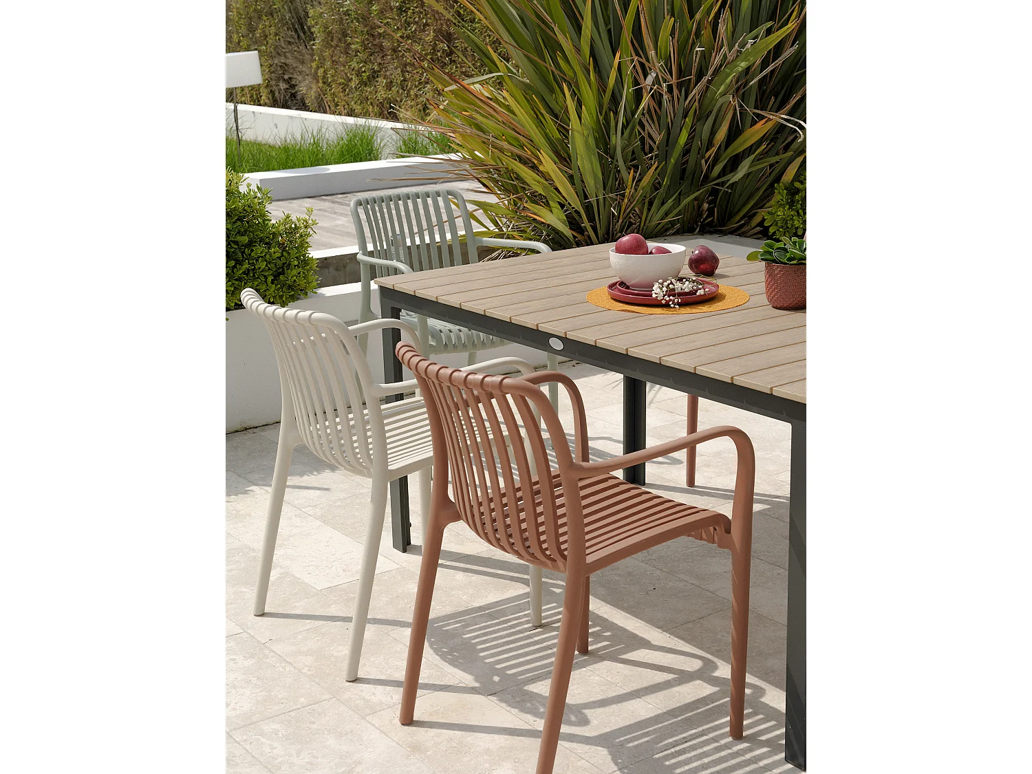 Conjunto de comedor de jardín 6 plazas de aluminio