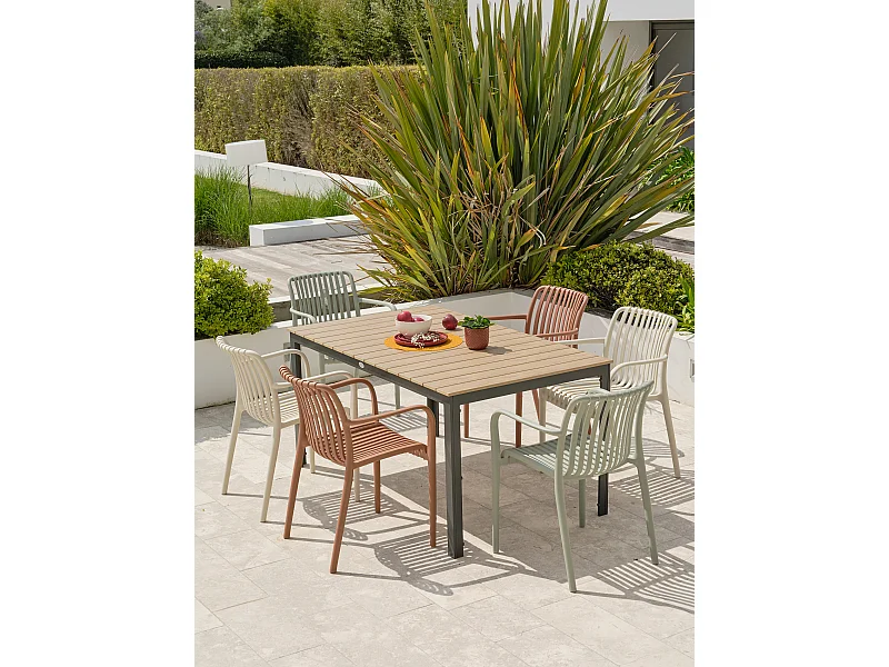 Conjunto de comedor de jardín 6 plazas de aluminio