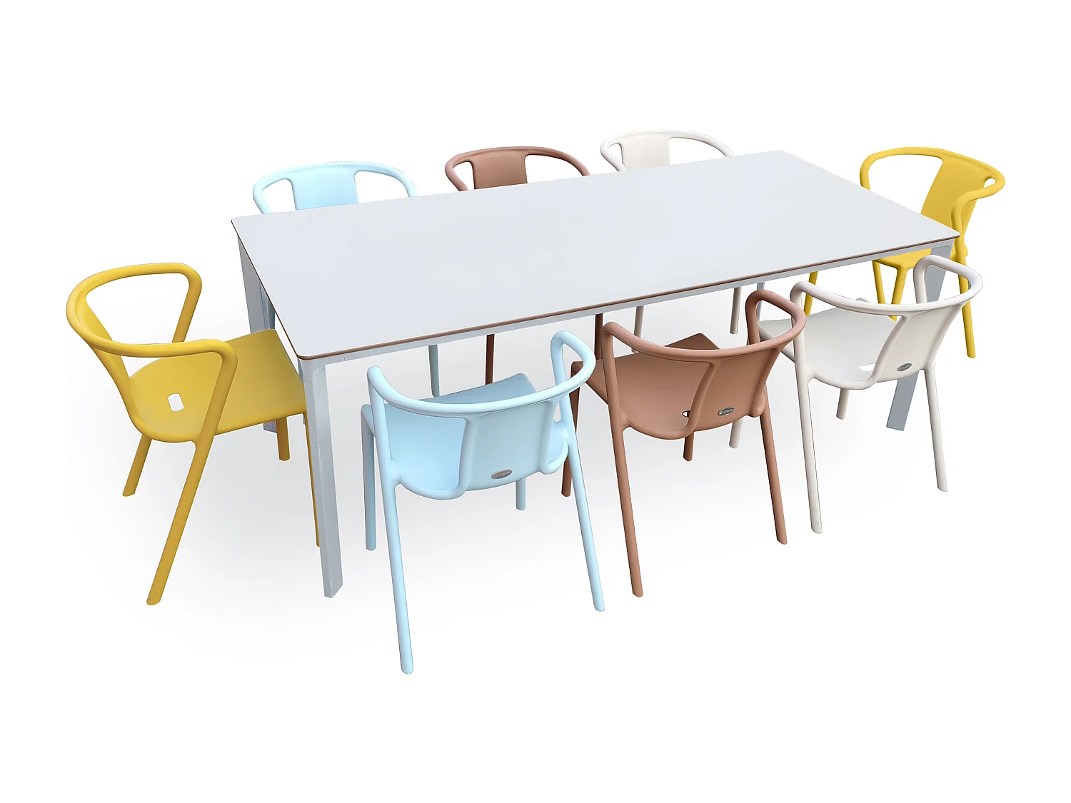 Conjunto de comedor de jardín 8 plazas de aluminio lacado