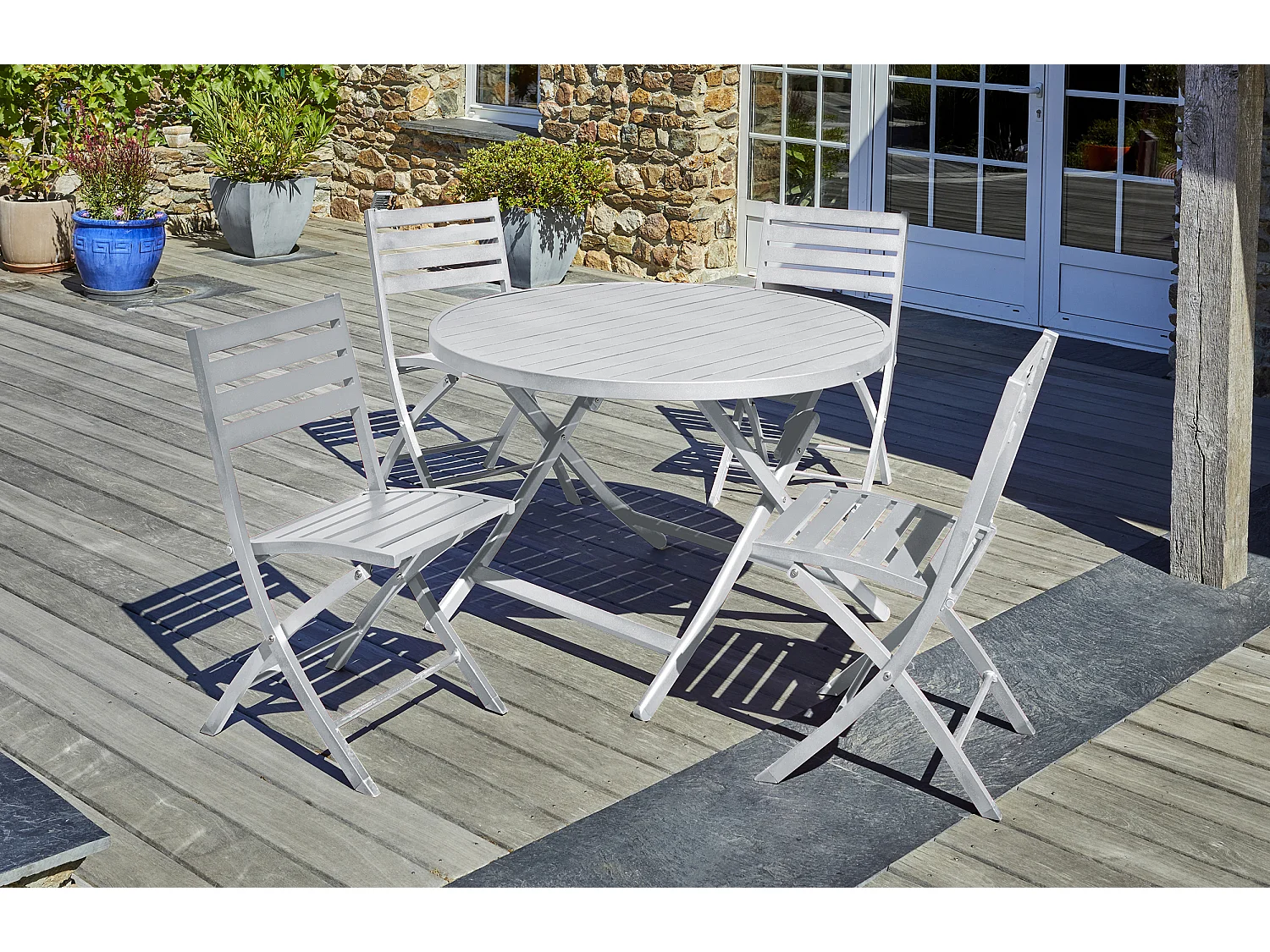 Ensemble repas de jardin 4 places en aluminium