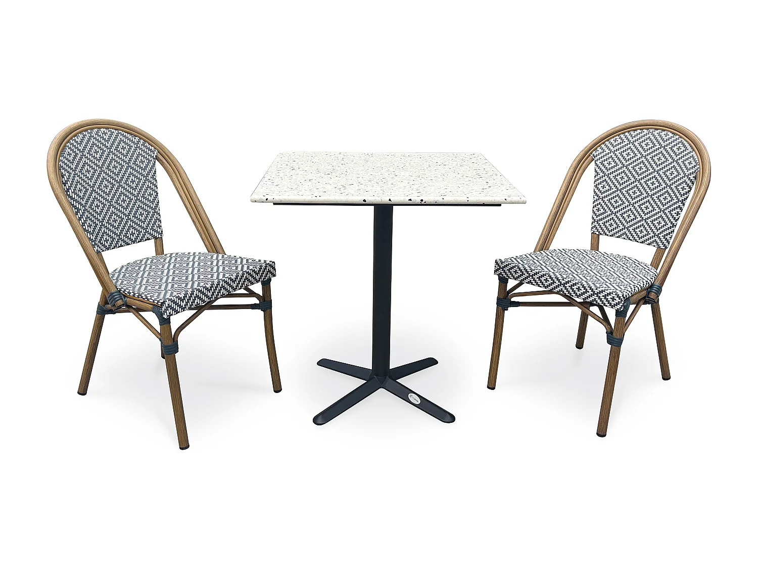 Set da pranzo da giardino in acciaio e terrazzo a 2 posti