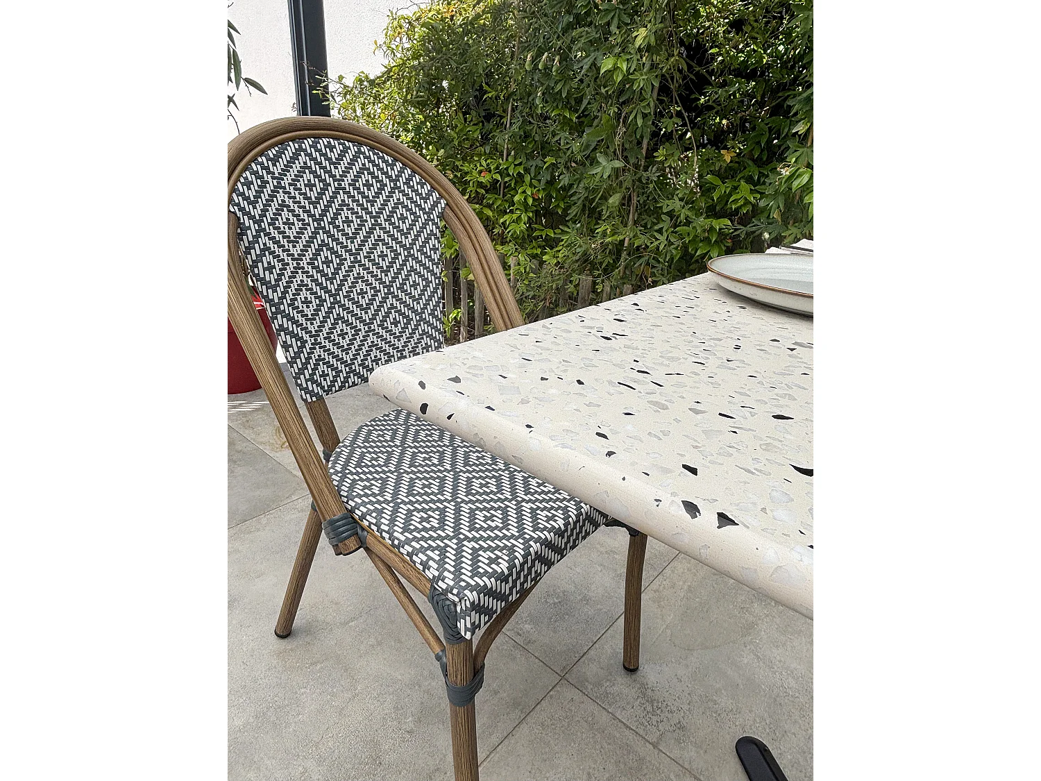 Set da pranzo da giardino in acciaio e terrazzo a 2 posti