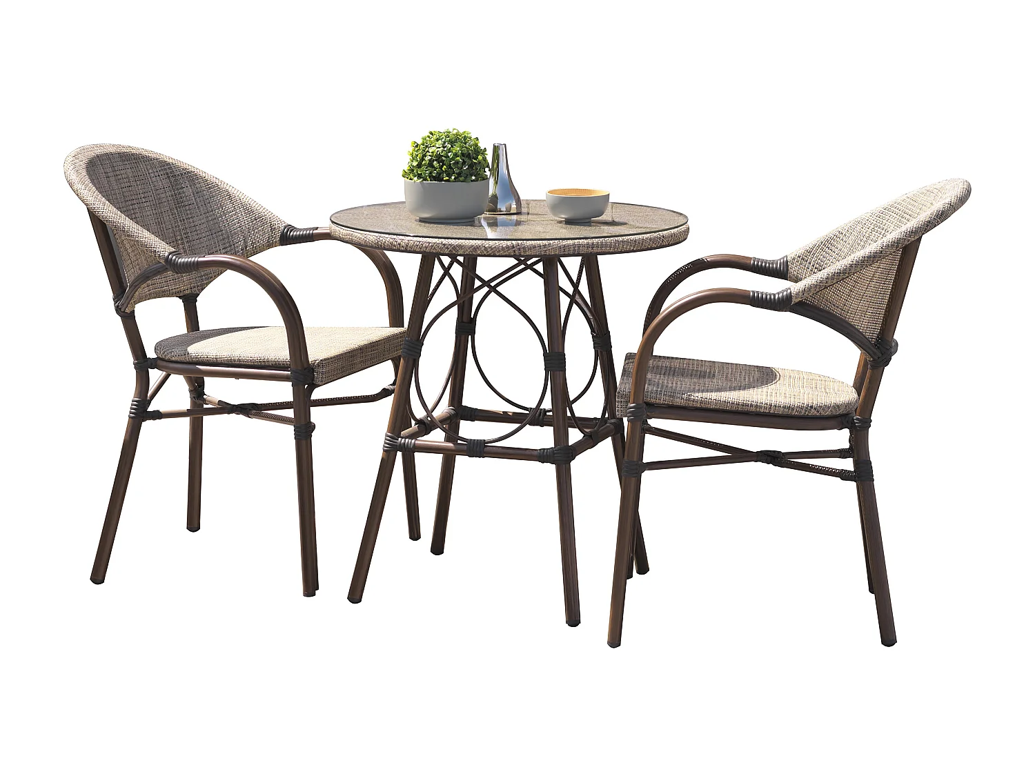 Ensemble repas de jardin 2 places en aluminium