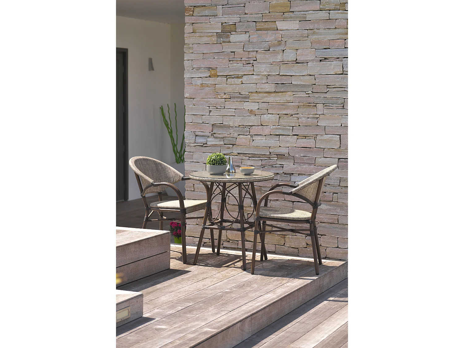 Ensemble repas de jardin 2 places en aluminium