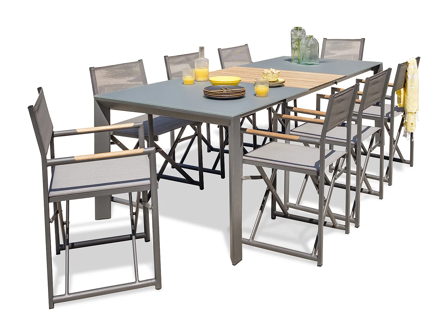 Ensemble repas de jardin 8 places en aluminium