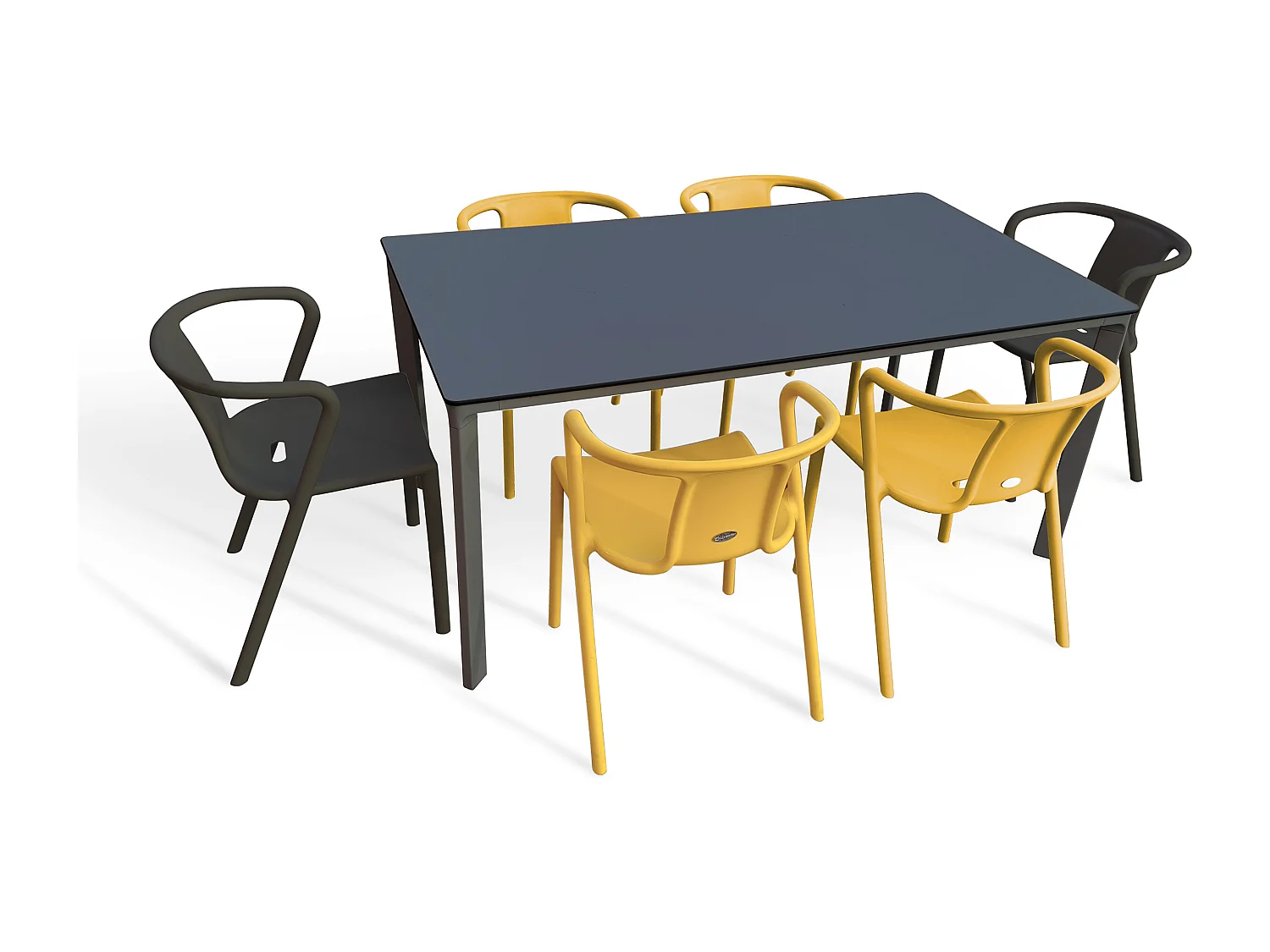 Conjunto de comedor de jardín 6 plazas de aluminio lacado