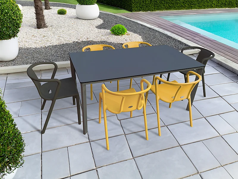 Conjunto de comedor de jardín 6 plazas de aluminio lacado