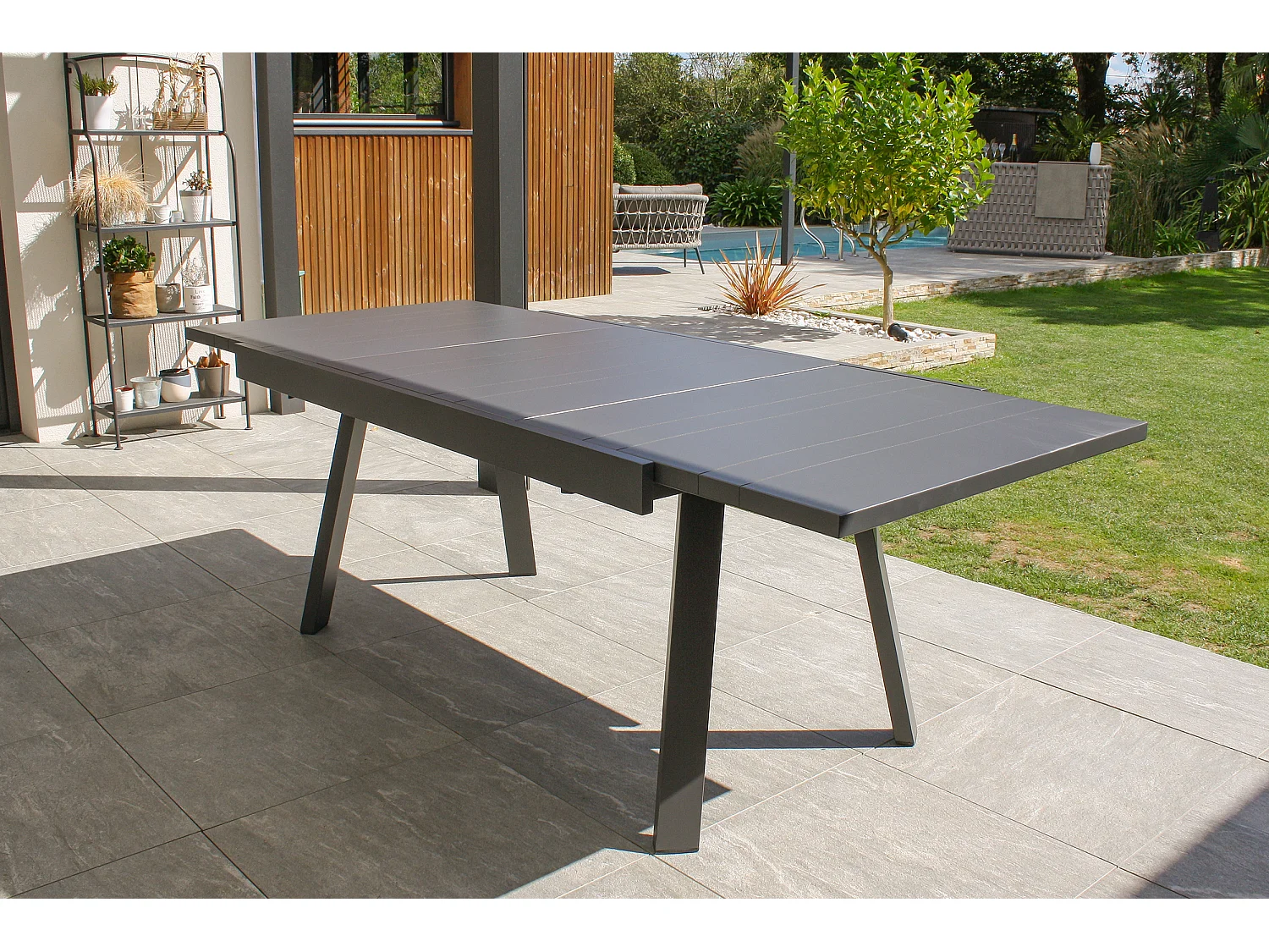 Ensemble repas de jardin 4 places en aluminium