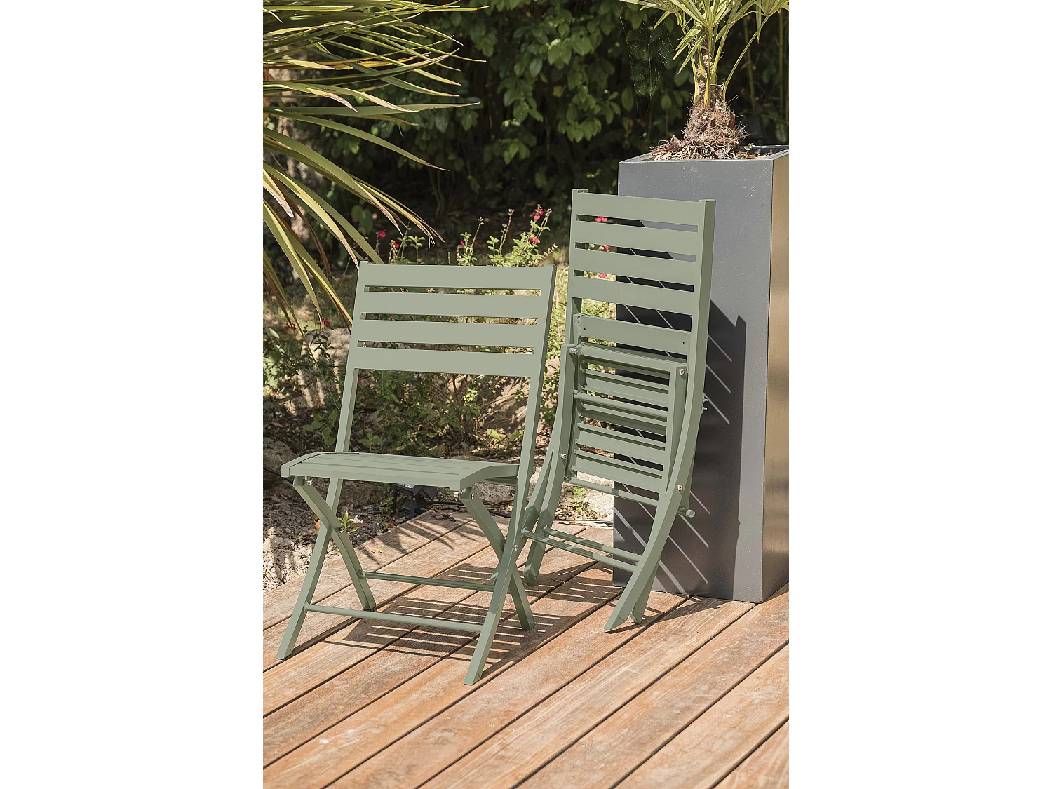 Ensemble repas de jardin 4 places en aluminium vert