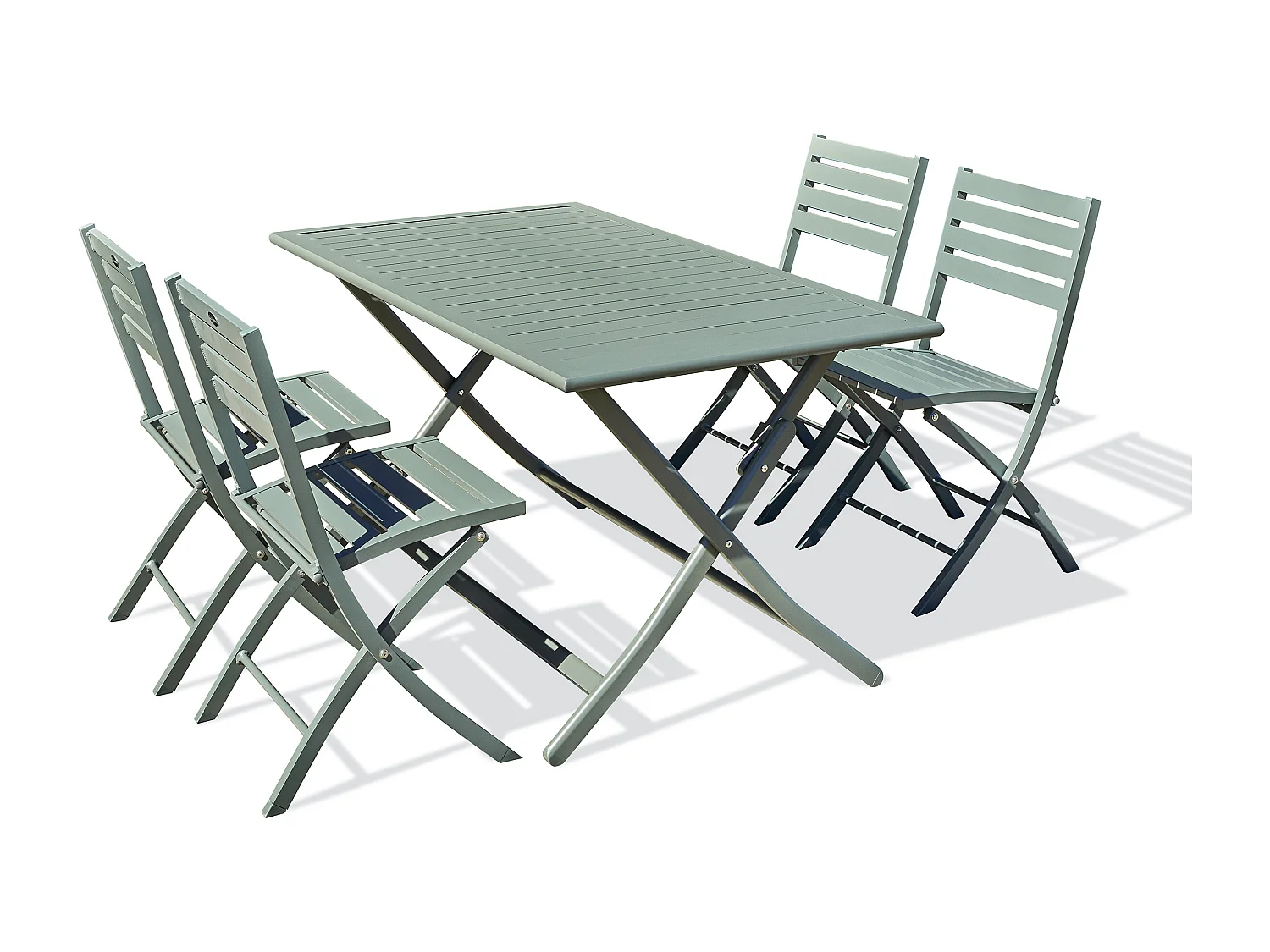 Ensemble repas de jardin 4 places en aluminium vert