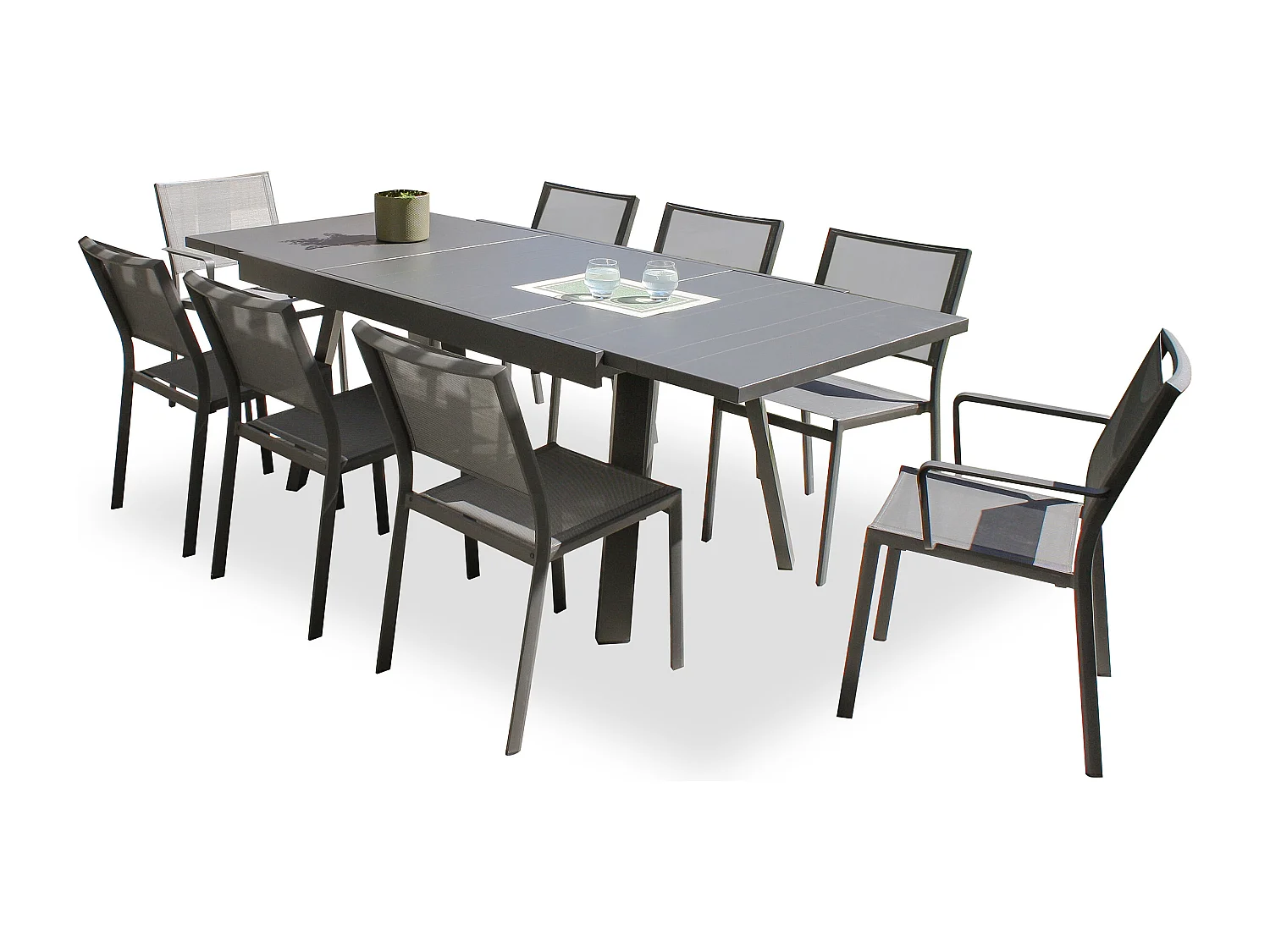 Conjunto de jantar de jardim em alumínio com 8 lugares