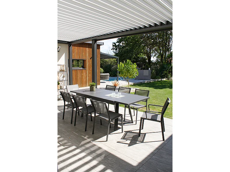 Ensemble repas de jardin 8 places en aluminium
