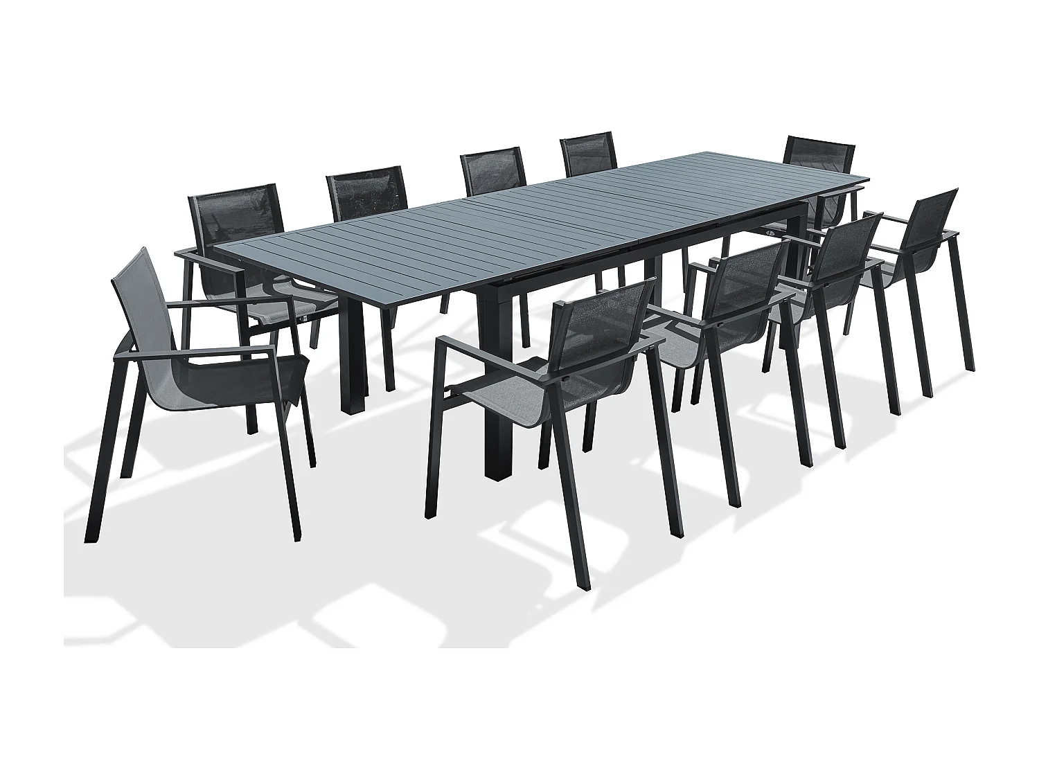 Ensemble repas de jardin 10 places en aluminium