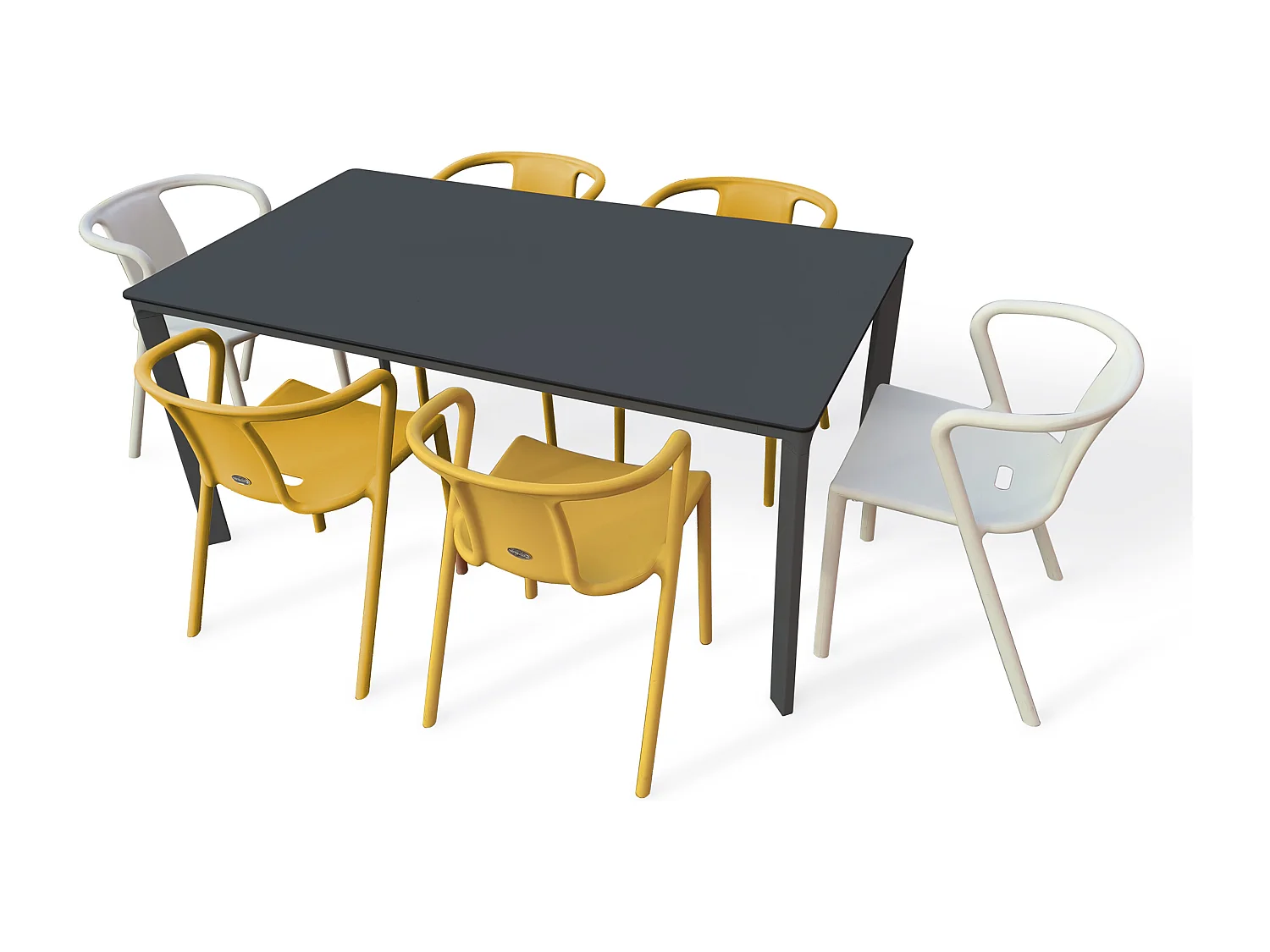 Conjunto de comedor de jardín 6 plazas de aluminio lacado