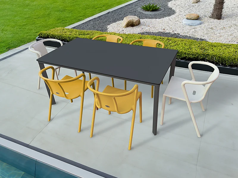 Conjunto de comedor de jardín 6 plazas de aluminio lacado