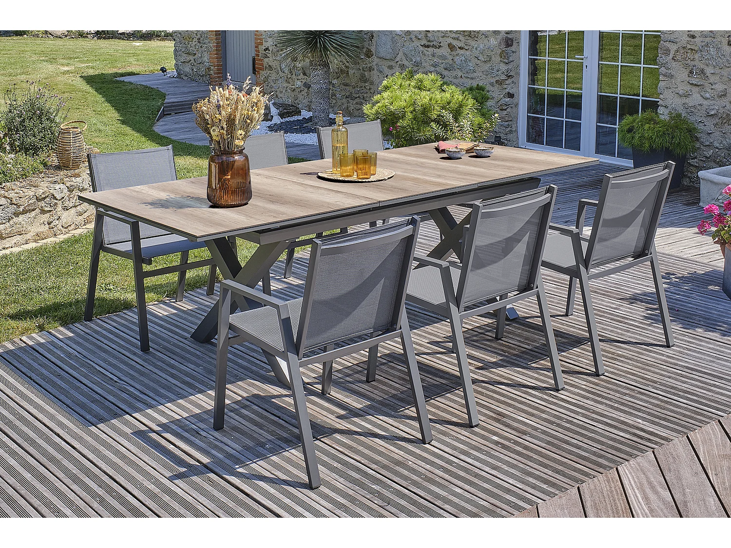 Ensemble repas de jardin 6 places en aluminium