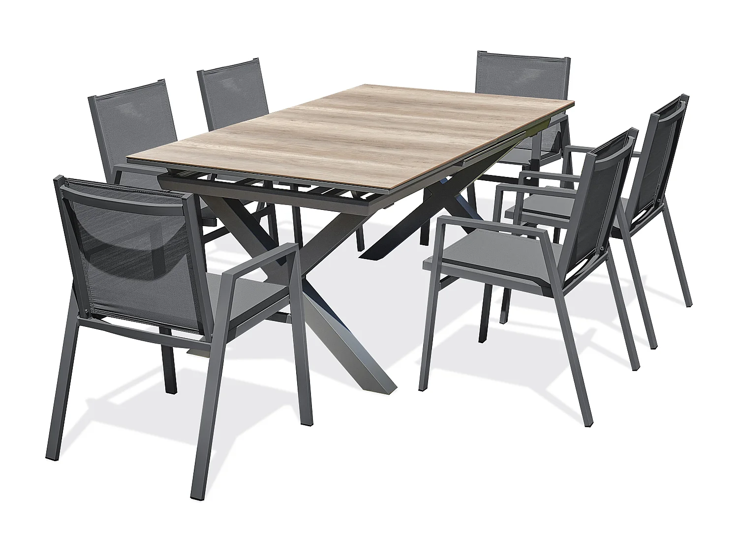 Ensemble repas de jardin 6 places en aluminium