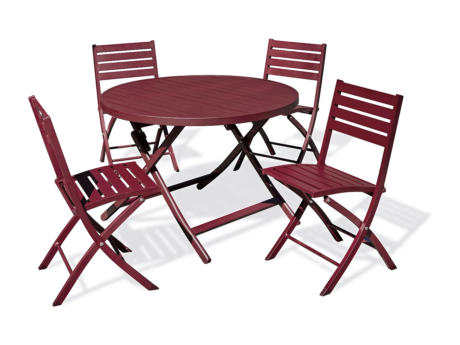 Ensemble repas de jardin 4 places en aluminium rouge carmin
