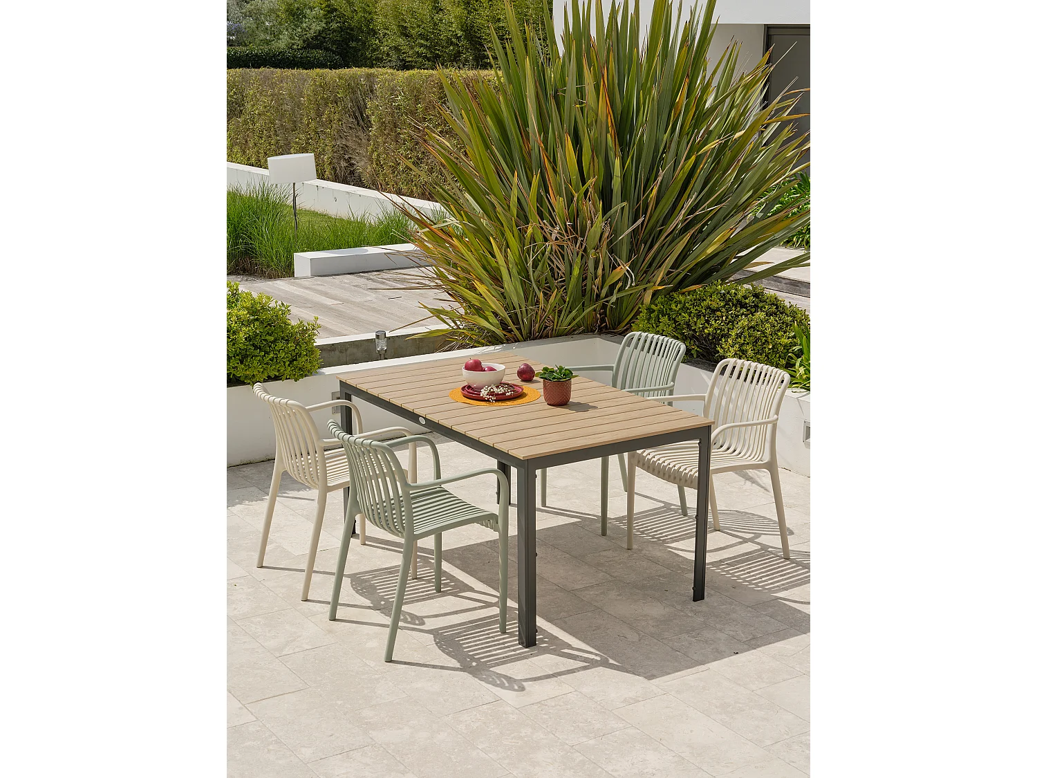 Conjunto de jantar de jardim em alumínio com 4 lugares