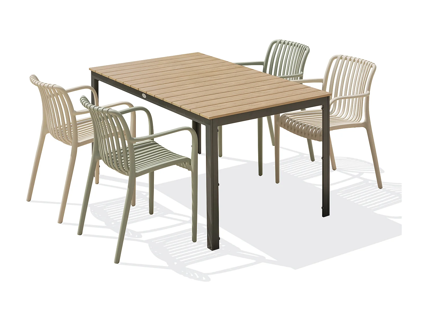 Conjunto de jantar de jardim em alumínio com 4 lugares