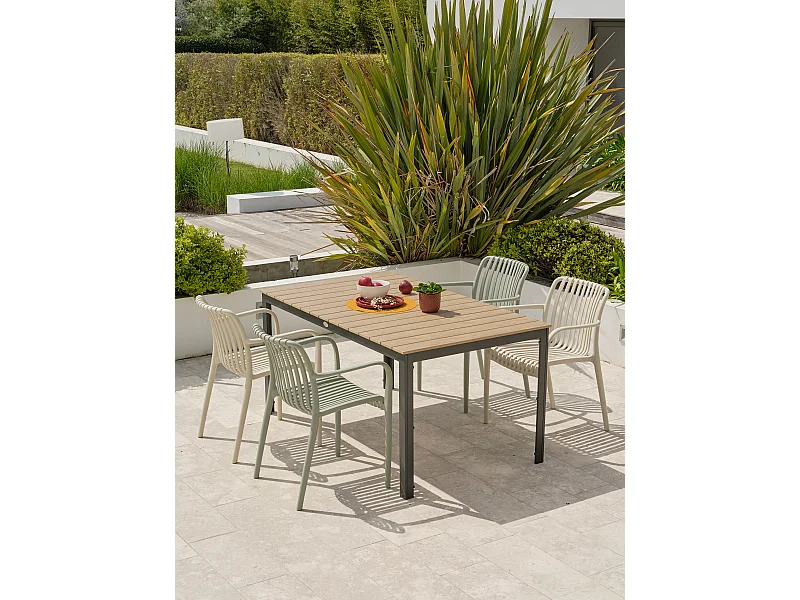 Set da pranzo da giardino 4 posti in alluminio