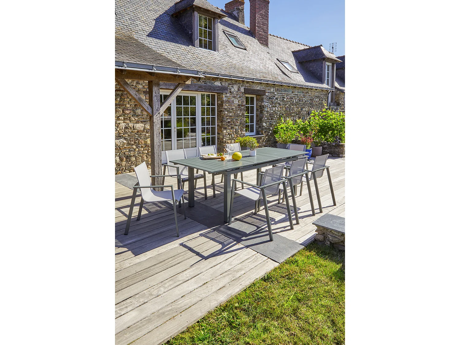 Ensemble repas de jardin 8 places en aluminium