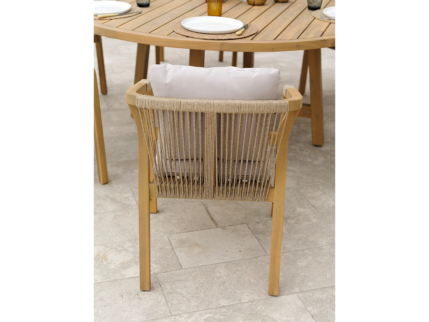 Ensemble repas de jardin 6 places en bois d'acacia