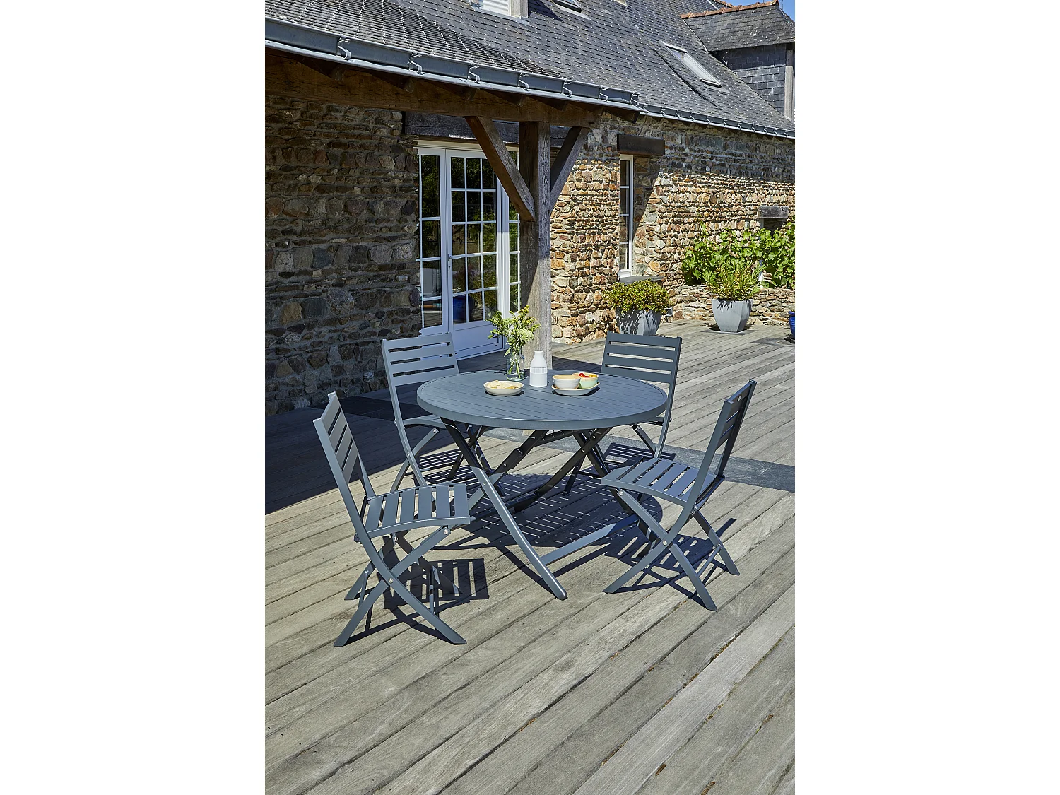 Ensemble repas de jardin 4 places en aluminium