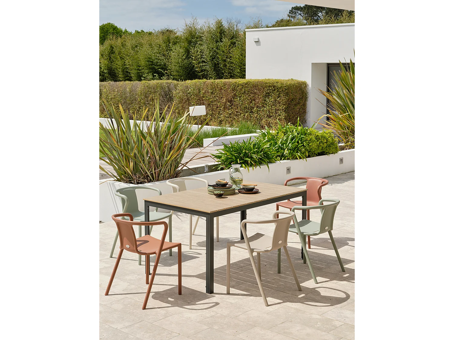 Conjunto de comedor de jardín 6 plazas de aluminio