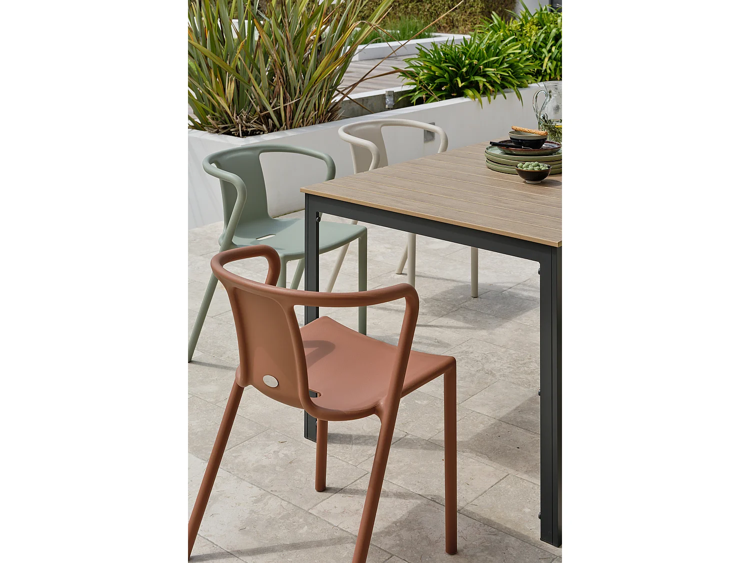 Conjunto de comedor de jardín 6 plazas de aluminio