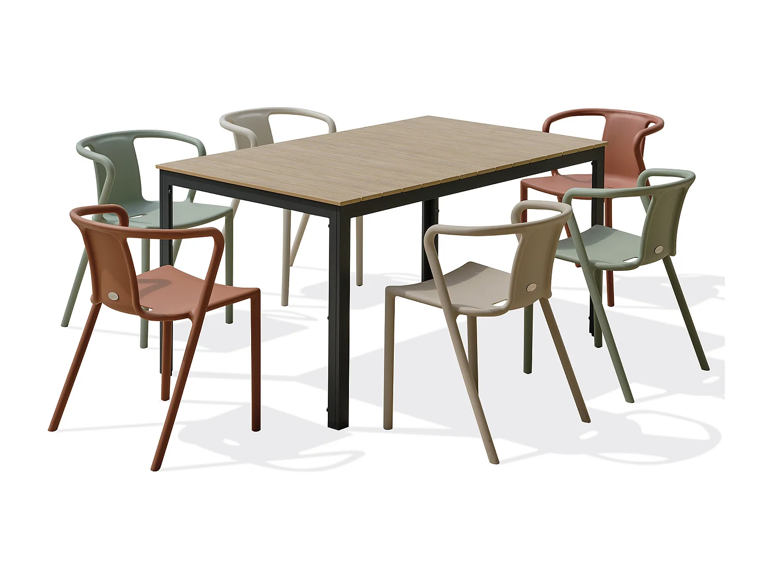 Conjunto de comedor de jardín 6 plazas de aluminio