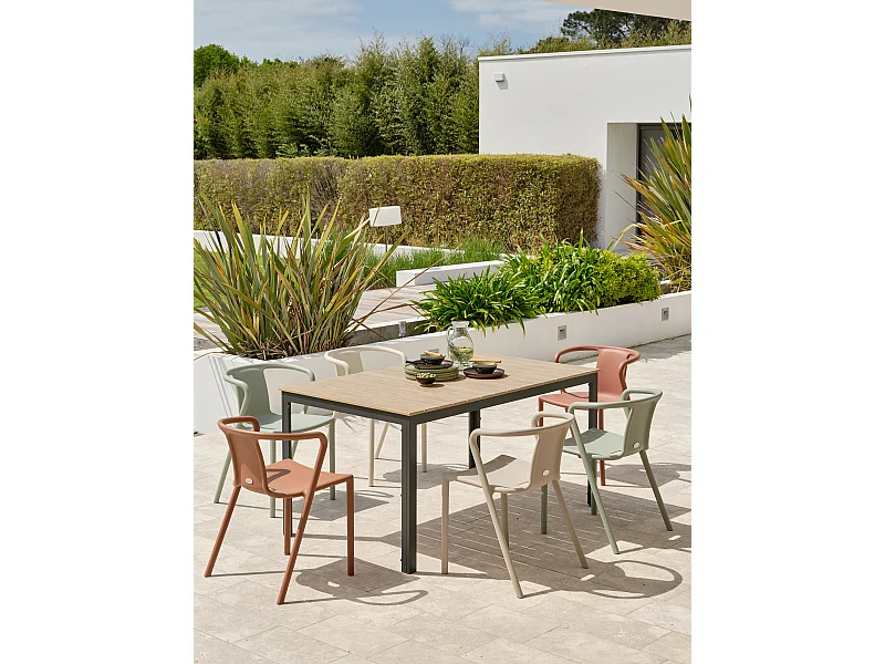 Conjunto de comedor de jardín 6 plazas de aluminio