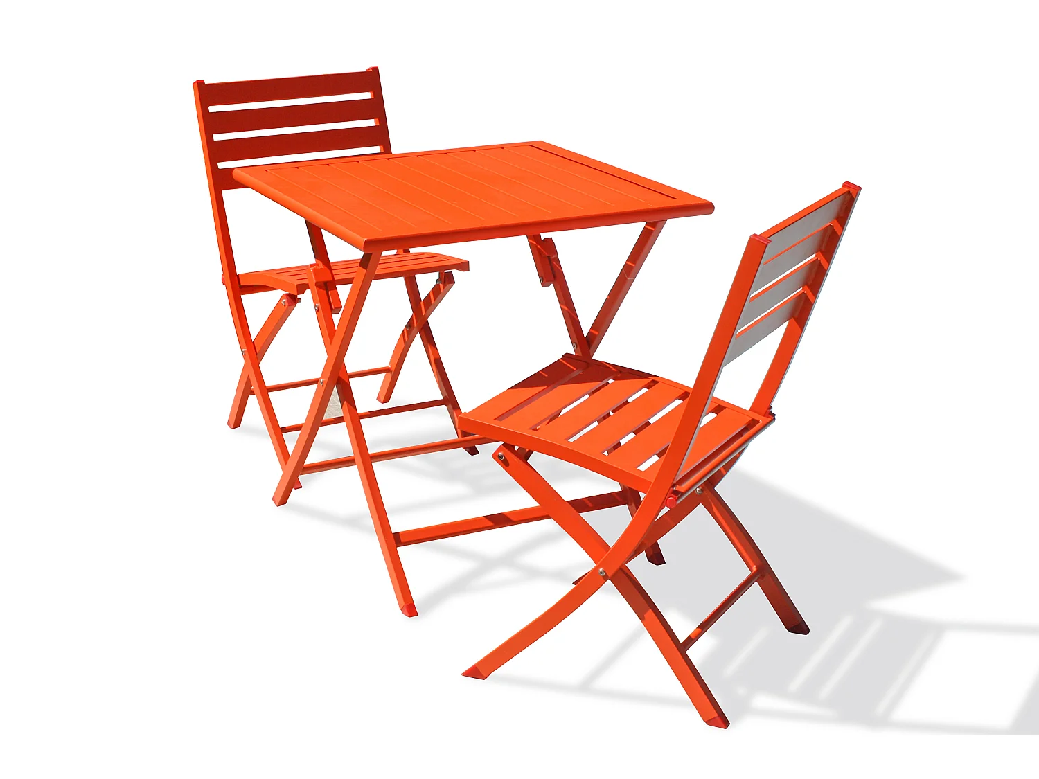Ensemble repas de jardin 2 places en aluminium orange