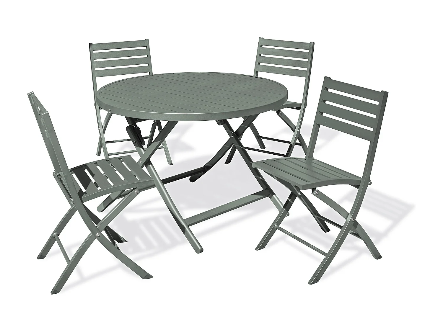 Ensemble repas de jardin 4 places en aluminium vert