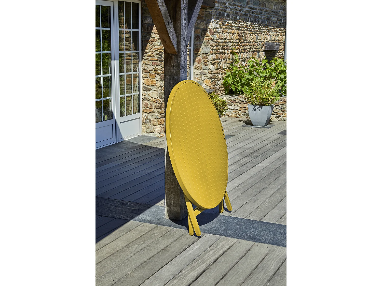Ensemble repas de jardin rond 4 places en aluminium - MARIUS