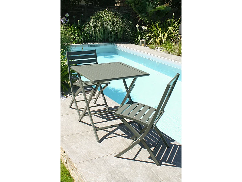 Ensemble repas de jardin 2 places en aluminium