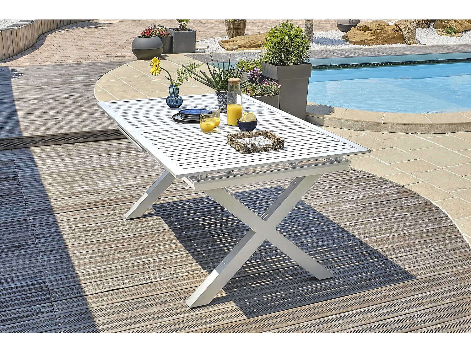 Conjunto de jantar de jardim em alumínio com 8 lugares