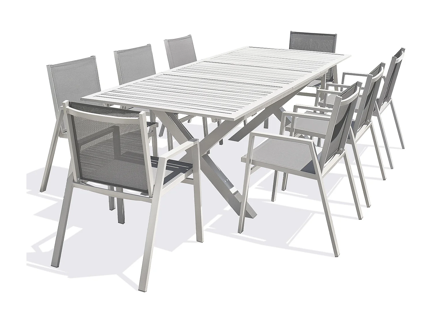 Conjunto de jantar de jardim em alumínio com 8 lugares